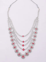 Oval Stone Studded Multi Strand Necklace Set with Maang Tikka