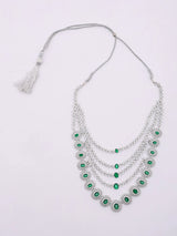 Oval Stone Studded Multi Strand Necklace Set with Maang Tikka