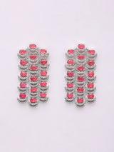Moon and Star Brass Necklace and Earrings Set in Dark Pink