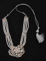 Floral American Diamond and Pearl Multi Strand Necklace Set