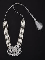 Floral American Diamond and Pearl Multi Strand Necklace Set