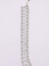 Dark Pink American Diamond Bridal Necklace Set with Earrings and Maang Tikka