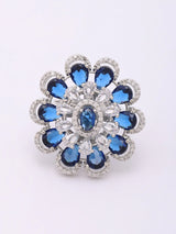 Floral Halo American Diamond Adjustable Statement Ring