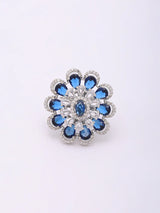 Floral Halo American Diamond Adjustable Statement Ring