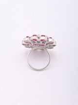 Floral Halo American Diamond Adjustable Statement Ring