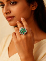 Pear Cut American Diamond Stone Studded Brass Ring