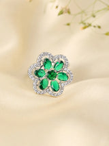 Pear Cut American Diamond Stone Studded Brass Ring