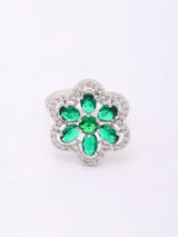 Pear Cut American Diamond Stone Studded Brass Ring