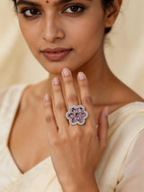 Pear Cut American Diamond Stone Studded Brass Ring