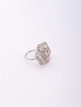 Pink Stone and American Diamond Brass Statement Ring