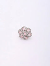 Pink Stone and American Diamond Brass Statement Ring