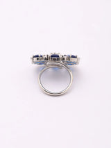 Blue and Sea Green Geometric Zircon Adjustable Ring