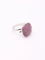 Pink Stone Pavé Disc American Diamond Adjustable Ring