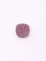 Pink Stone Pavé Disc American Diamond Adjustable Ring