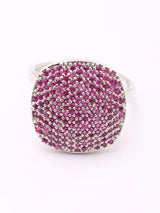 Pink Stone Pavé Disc American Diamond Adjustable Ring
