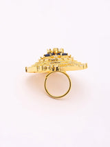 Geometric American Diamond and Stone Studded Brass Ring
