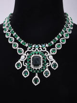 Teardrop Cubic Zirconia Bridal Necklace Set with Maang Tikka