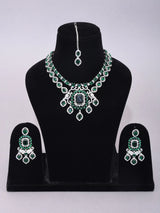 Teardrop Cubic Zirconia Bridal Necklace Set with Maang Tikka