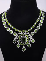 Teardrop Cubic Zirconia Bridal Necklace Set with Maang Tikka