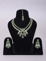 Teardrop Cubic Zirconia Bridal Necklace Set with Maang Tikka