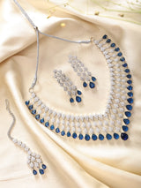 V-Shape Zircon Bridal Necklace Set with Maang Tikka