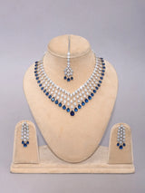 V-Shape Zircon Bridal Necklace Set with Maang Tikka