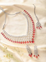 V-Shape Zircon Bridal Necklace Set with Maang Tikka