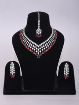 V-Shape Zircon Bridal Necklace Set with Maang Tikka