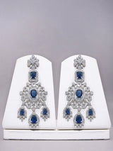 Floral Cluster American Diamond Necklace Set with Maang Tikka