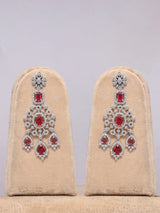 Floral Cluster American Diamond Necklace Set with Maang Tikka