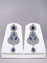 Blue and Purple Zircon Leaf Bridal Necklace Set in Brass