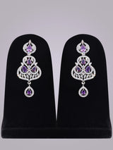 Blue and Purple Zircon Leaf Bridal Necklace Set in Brass