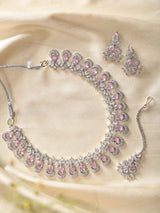 Teardrop American Diamond Bridal Necklace Set with Maang Tikka
