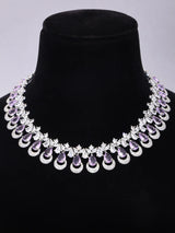 Teardrop American Diamond Bridal Necklace Set with Maang Tikka