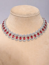 Teardrop American Diamond Bridal Necklace Set with Maang Tikka