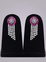 Floral American Diamond Bridal Necklace Set with Maang Tikka
