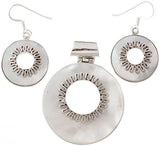 Mother of Pearl Sterling Silver Pendant and Earrings Set