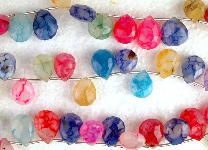Multicolour Chalcedony Faceted Briolette Bead Necklace