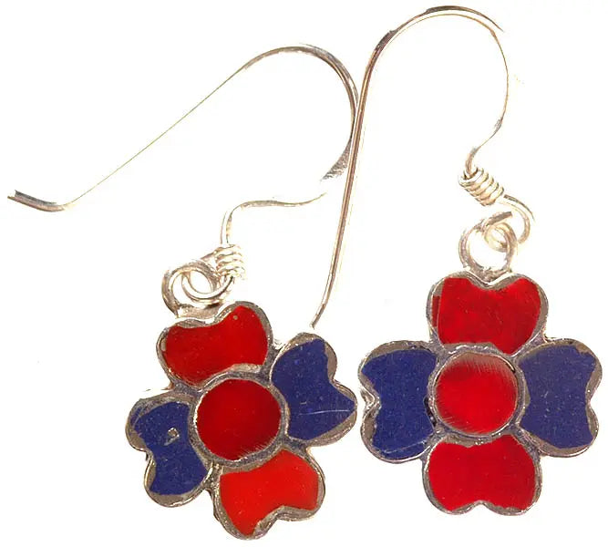 Nepalese Inlay Sterling Silver Earrings