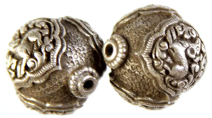 Handcarved Buddhist Jataka Animal Sterling Silver Beads