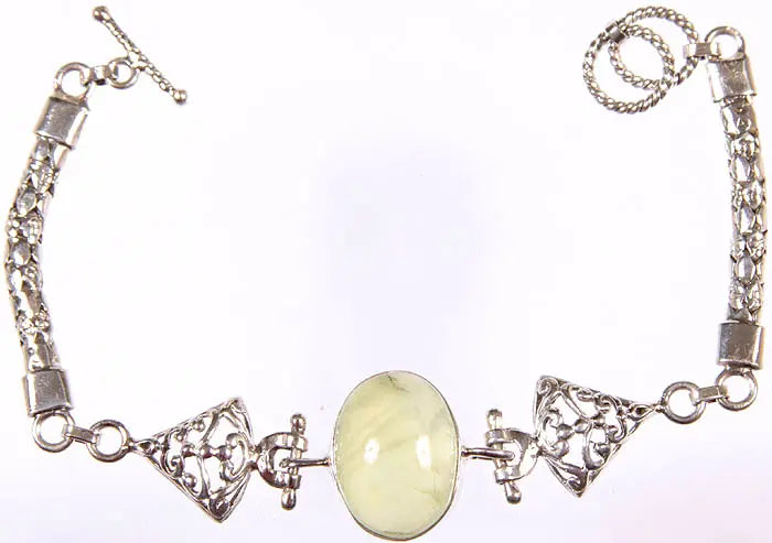 Prehnite and Sterling Silver Bracelet