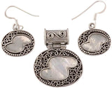Rainbow Moonstone Sterling Silver Pendant and Earrings Set