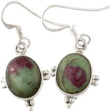 Ruby Zoisite and Sterling Silver Drop Earrings