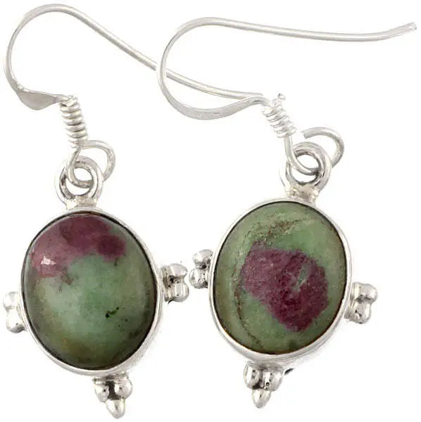Ruby Zoisite and Sterling Silver Drop Earrings