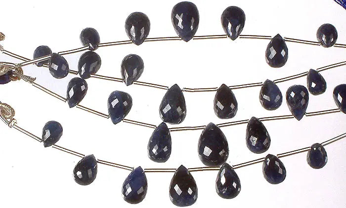 Faceted Sapphire Drop Beads in Precious Stone