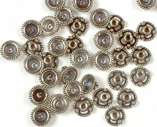 Sterling Silver Necklace with Decorative Caps