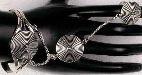 Hand Chain Sterling Silver Wire Wrap Bracelet