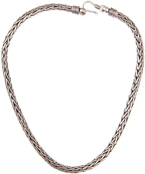 Sterling Silver Snake Necklace in Oxidised Finish