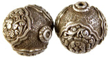 Handcarved Nepalese Buddhist Sterling Silver Beads
