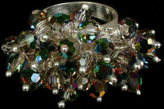 Multicolour Gemstone and Crystal Sterling Silver Ring